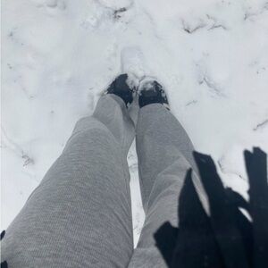 Gray Ribbed Lounge Pants